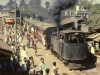 Train entering wayside station on the Howrah-Amta Railway, 13 February 1968.