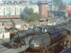 Agra Fort station on 13 December 1980.  In the foreground is WP No. 7440 on the broad gauge and behind it is a metre-gauge YG 2-8-2.